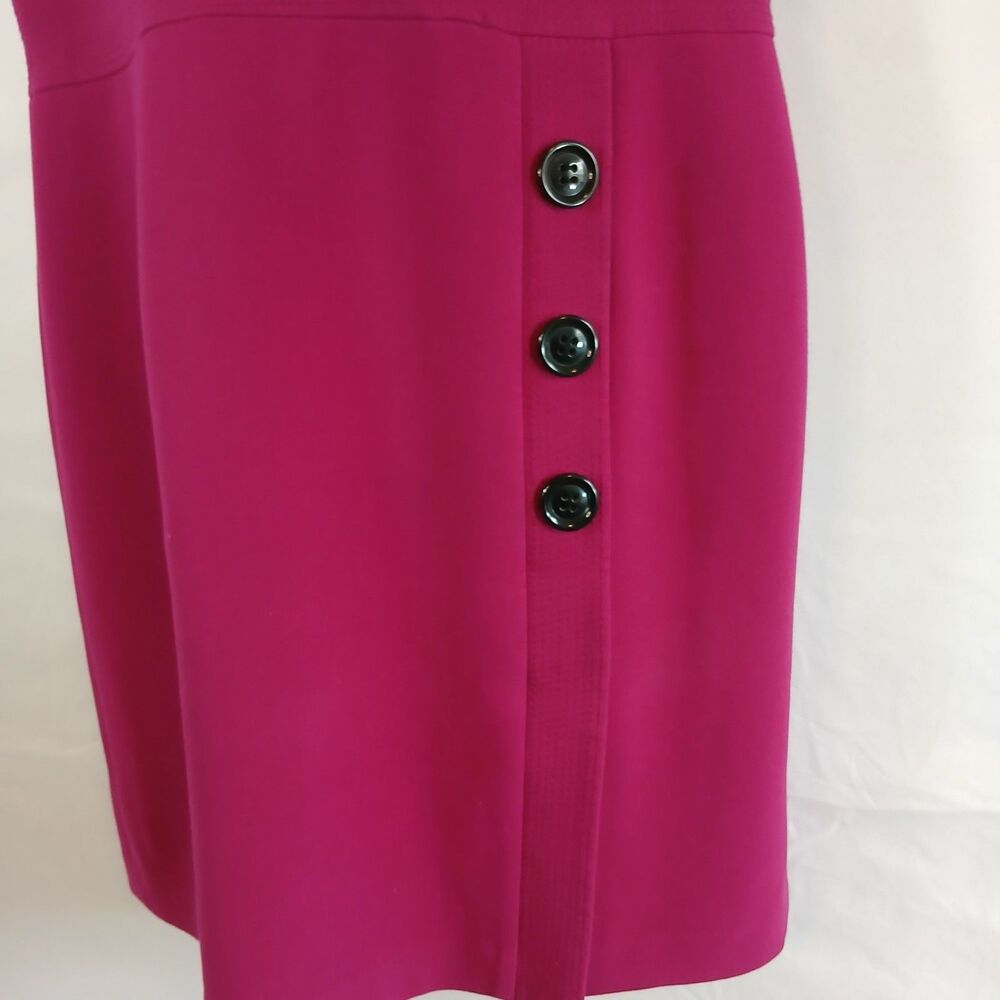 Talbots Fuchsia Sleeveless Midi Dress with Side Button Detail - Picture 5 of 10